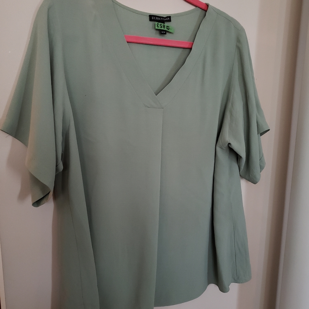 Eileen Fisher light green silk top